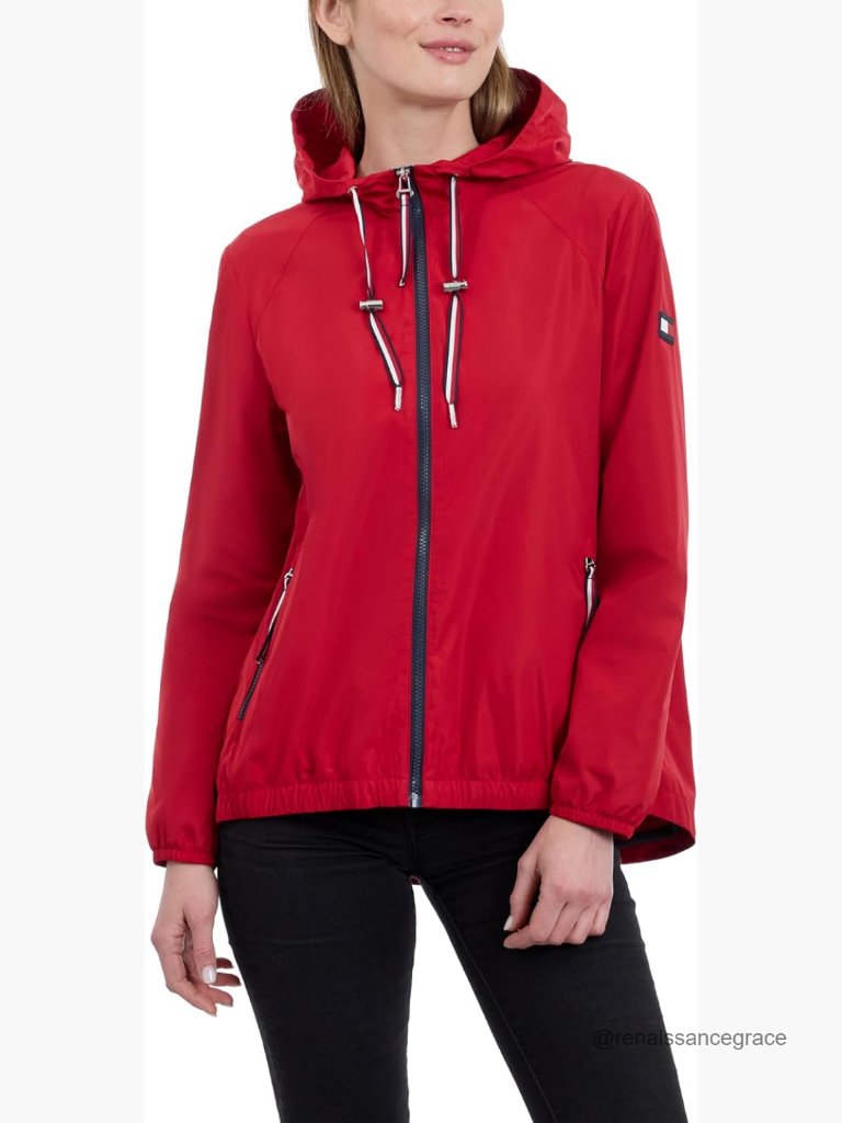 Women's Lightweight Water-Resistant Hooded Windbreaker Jacket